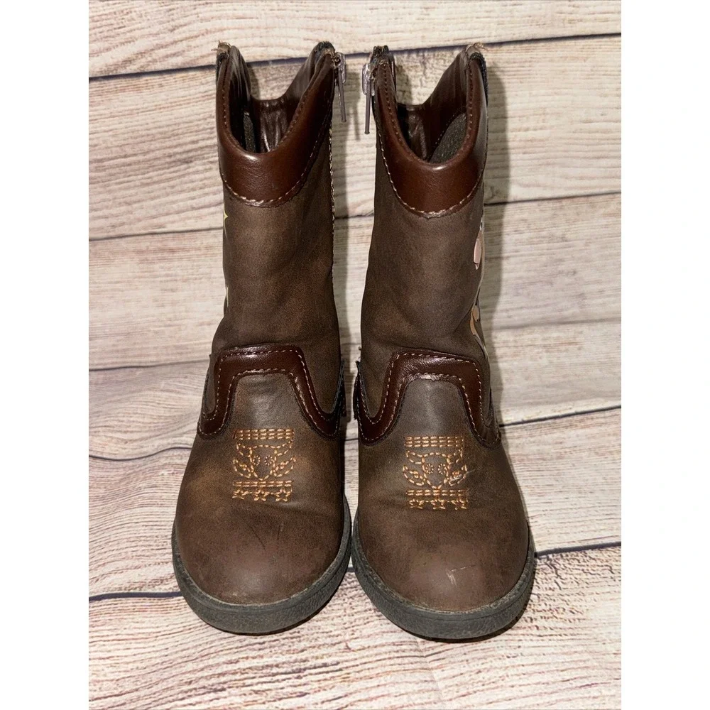 Toy Story Toddler Sz 7 Brown Boots Woody BullsEye Brown Zip Up Disney Childrens